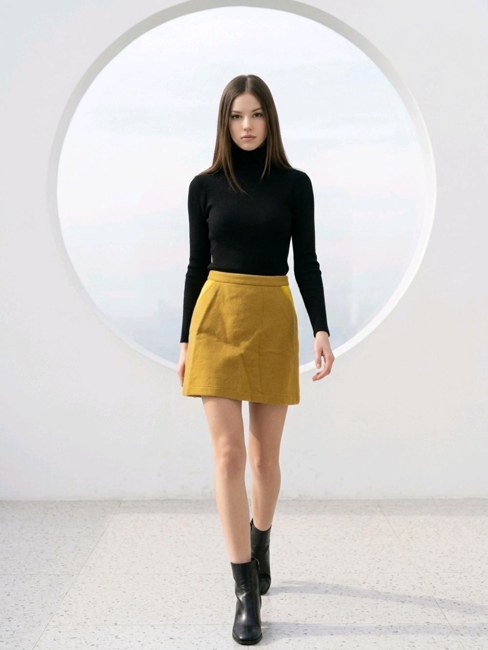 NWT SVILU Mustard-Colored Mini Skirt SZ M
